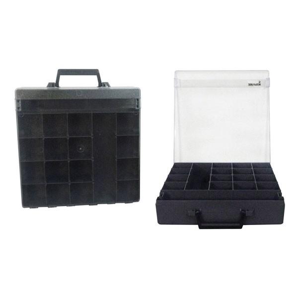 Rolacase With 6 Dividers, Charcoal With Clear Lid